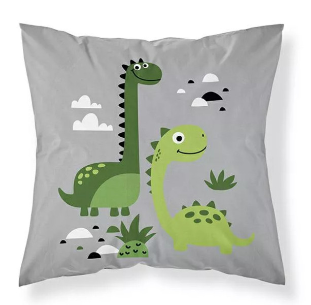 Poszewka dziecięca 40x40 - 61 A - z dinozaurami szara - Sweet Dreams 989327