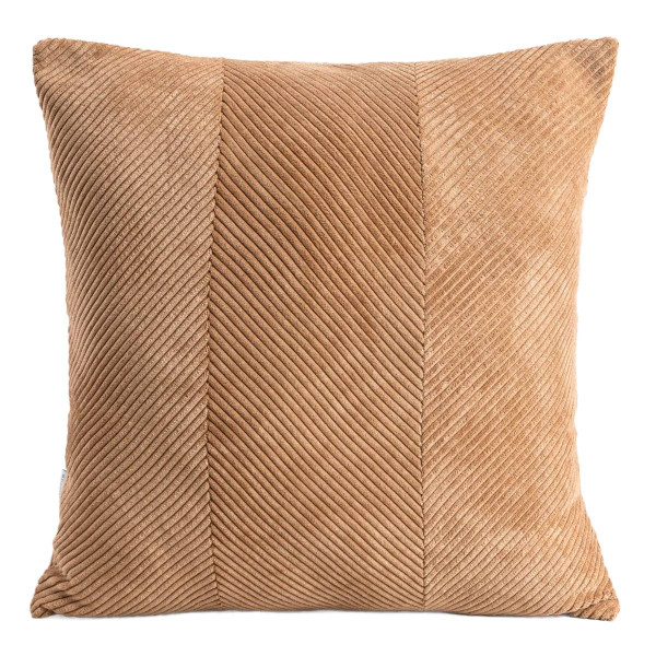 Poszewka FALLERE ze sztruksowym wzorem brązowa 45x45 cm HOMLA 913034