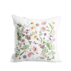 Poszewka MEADOW FLOWERS z haftowanym wzorem w kwiaty 45x45cm HOMLA 923351