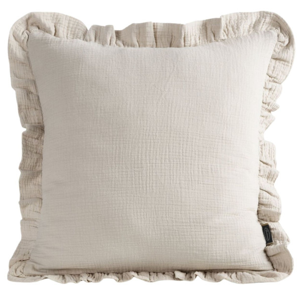 Poszewka MUSLIN 1 bawełniana beżowa falbanka 45x45 cm 949619