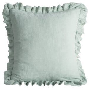 Poszewka MUSLIN 1 bawełniana miętowa falbanka 45×45 cm 949617 Poszewka MUSLIN 1 bawełniana miętowa falbanka 45×45 cm 949617