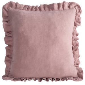 Poszewka MUSLIN 1 bawełniana pudrowy róż falbanka 45×45 cm 949610 Poszewka MUSLIN 1 bawełniana pudrowy róż falbanka 45×45 cm 949610