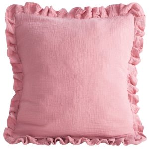 Poszewka MUSLIN 1 bawełniana różowa falbanka 45×45 cm 949618 Poszewka MUSLIN 1 bawełniana różowa falbanka 45×45 cm 949618