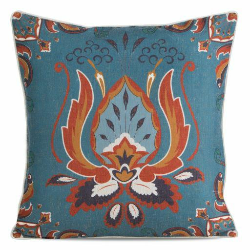 Poszewka na poduszę wzór BOHO LEN/11 45x45 cm turkusowa 413609