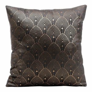 Poszewka na poduszkę AGNES 40×40 cm grafitowa art deco 411464 Poszewka na poduszkę AGNES 40×40 cm grafitowa art deco 411464