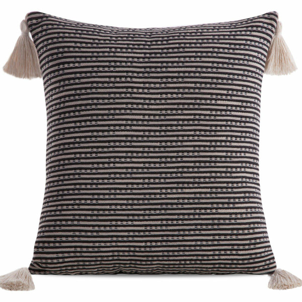 Poszewka na poduszkę BOHO 45x45 cm czarna frędzle chwosty 411527