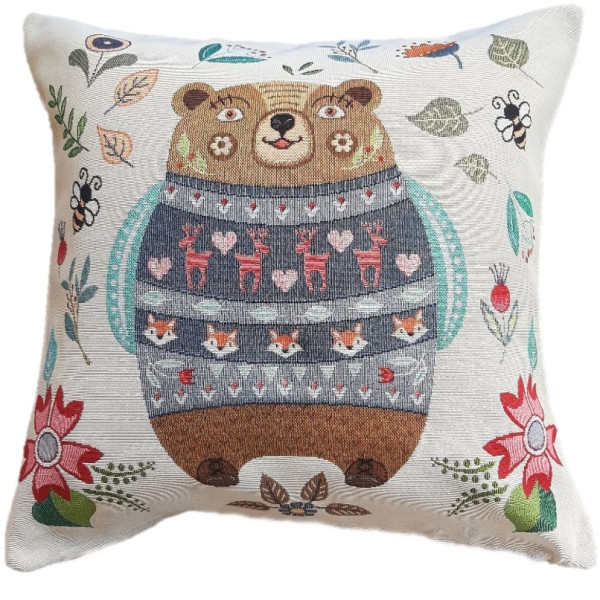 Poszewka na poduszkę jasiek 45x45 cm żakardowa dekoracyjna ozdobna nounours 691866
