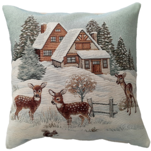 Poszewka Na Poduszkę Jasiek 45X45 Cm Żakardowa Dekoracyjna Z Jelonkami 691867 Poszewka Na Poduszkę Jasiek 45X45 Cm Żakardowa Dekoracyjna Z Jelonkami 691867