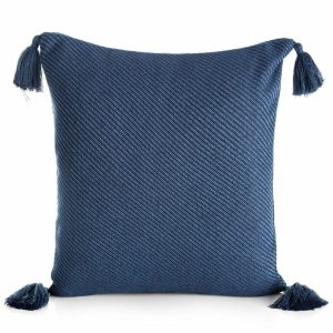 Poszewka na poduszkę POLY05 granatowa 45×45 cm chwosty 411477