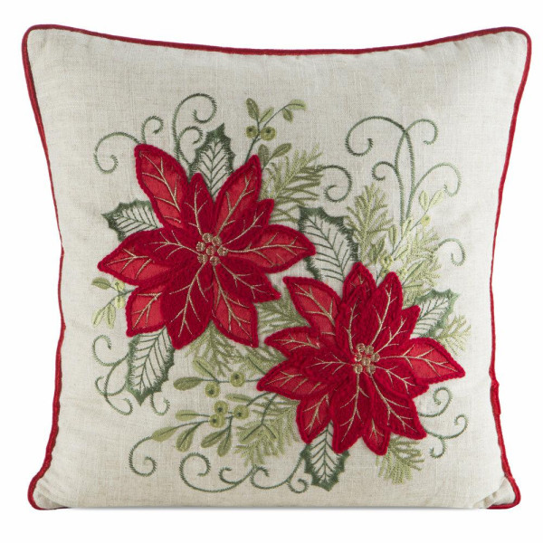 Poszewka świąteczna 145 kremowa 45x45 cm kwiaty dekoracyjna 961497