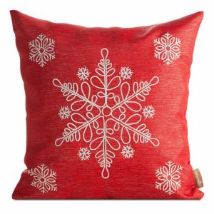 Poszewka świąteczna 158 czerwona 45×45 cm śnieżynki dekoracyjna 961521