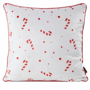 Poszewka świąteczna 176 biała 45×45 cm laski dekoracyjna 961537