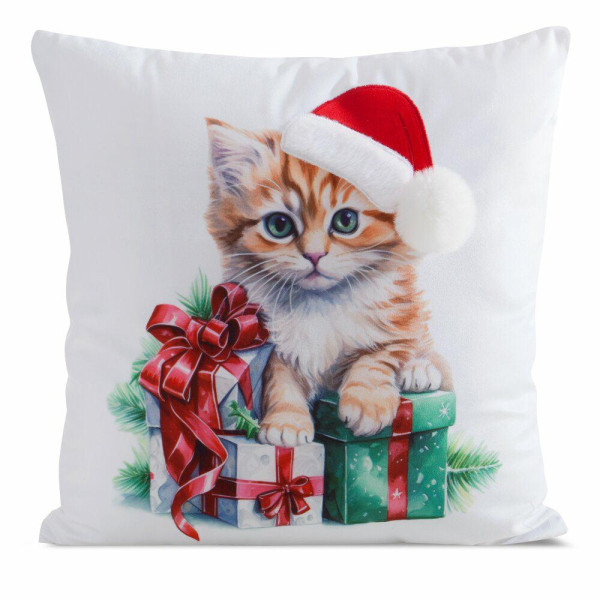 Poszewka świąteczna 215 kolorowa 45x45 cm kotek dekoracyjna 950934