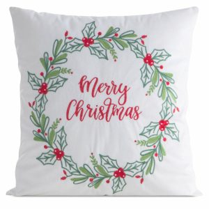 Poszewka świąteczna 221 biała 45×45 cm wieniec dekoracyjna 961519 Poszewka świąteczna 221 biała 45×45 cm wieniec dekoracyjna 961519