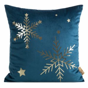 Poszewka świąteczna 237 granatowa 45×45 cm płatki śniegu dekoracyjna 961499 Poszewka świąteczna 237 granatowa 45×45 cm płatki śniegu dekoracyjna 961499