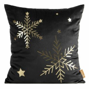 Poszewka świąteczna 237F czarna 45×45 cm płatki śniegu dekoracyjna 961512 Poszewka świąteczna 237F czarna 45×45 cm płatki śniegu dekoracyjna 961512