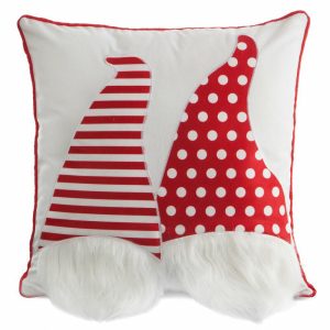 Poszewka świąteczna 3D 152 biała 45×45 cm czapki krasnali ozdobna 950939 Poszewka świąteczna 3D 152 biała 45×45 cm czapki krasnali ozdobna 950939