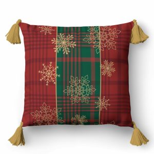 Poszewka świąteczna 45×45 krata ze śnieżynkami – 5382 A – Christmas Deco 965152 Poszewka świąteczna 45×45 krata ze śnieżynkami – 5382 A – Christmas Deco 965152