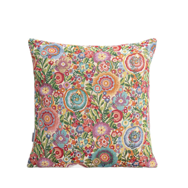 Poszewka TAPAN żakardowa bogato zdobiona w kwiaty 45x45cm HOMLA 945959