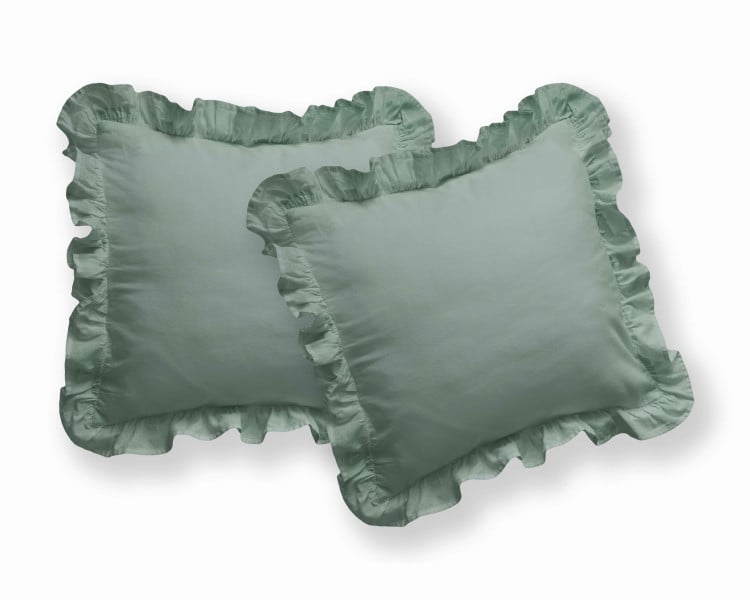 Poszewki bawełniane 40x40 komplet 2 szt. miętowe z falbanką – Pure 23 965053
