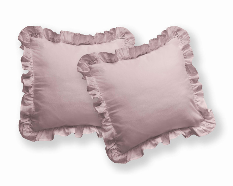 Poszewki bawełniane 40x40 komplet 2 szt. różowe z falbanką – Pure 23 965056