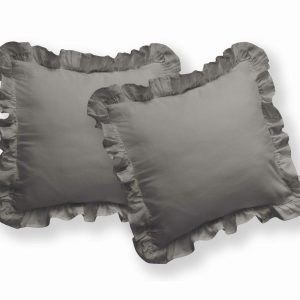 Poszewki bawełniane 40×40 komplet 2 szt. szare ciemne z falbanką – Pure 23 965018 Poszewki bawełniane 40×40 komplet 2 szt. szare ciemne z falbanką – Pure 23 965018