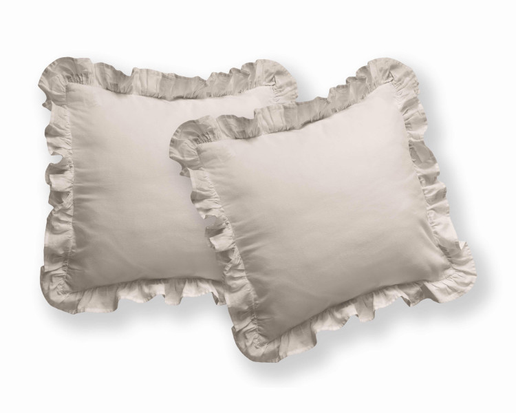 Poszewki bawełniane Pure 40x40 beżowe z falbanką 2 szt. 1064668