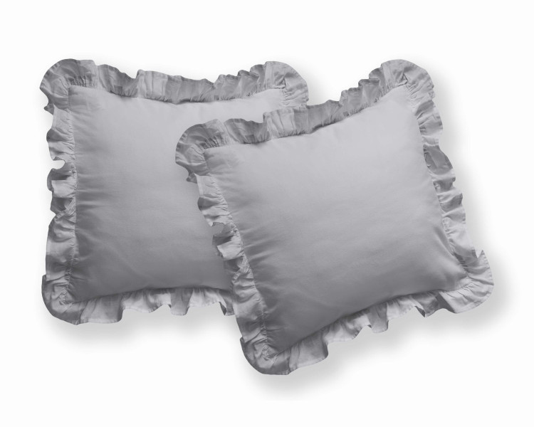 Poszewki bawełniane Pure 40x40 jasnoszare z falbanką 2 szt. 1064669
