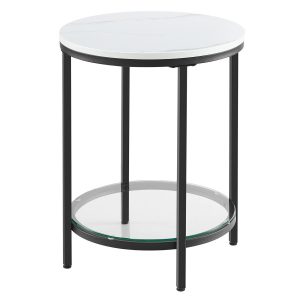 Praktyczny stolik nocny pomocniczy czarno biały 45cm 383256 Praktyczny stolik nocny pomocniczy czarno biały 45cm 383256