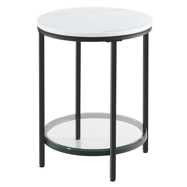 Praktyczny stolik nocny pomocniczy czarno biały 45cm 383256