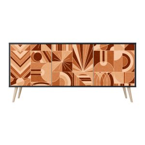 PRISM MOSAIC Komoda 3 drzwi Czarna-Bukowa skośna 442612