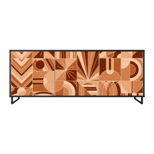 PRISM MOSAIC Komoda 3 drzwi Czarna-Metalowa ramka czarna 442526
