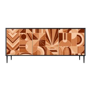 PRISM MOSAIC Komoda 3 drzwi Czarna-Metalowa szpilka czarna 442460