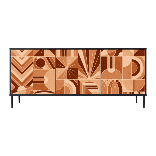 PRISM MOSAIC Komoda 3 drzwi Czarna-Metalowa szpilka czarna 442460