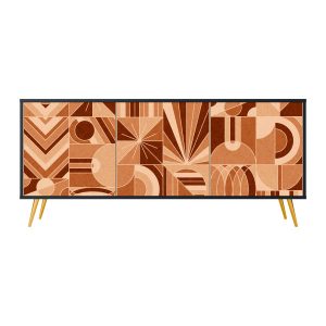 PRISM MOSAIC Komoda 3 drzwi Czarna-Metalowa szpilka złota 442375