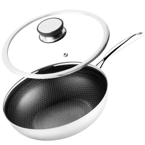 Profesjonalna patelnia ceramiczna Wok 30 cm z pokrywką Na indukcje Kanso 738463 Profesjonalna patelnia ceramiczna Wok 30 cm z pokrywką Na indukcje Kanso 738463