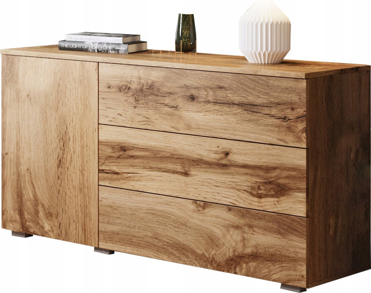 Prosta komoda 110 cm do salonu/sypialni z 3 szufladami i szafką wotan 125391