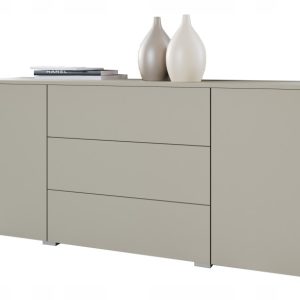 Prosta komoda 150 cm do salonu/sypialni z 3 szufladami i szafkami kaszmir 804652 Prosta komoda 150 cm do salonu/sypialni z 3 szufladami i szafkami kaszmir 804652