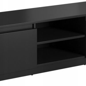 Prosta stojąca szafka RTV 120 cm do salonu, 2 szafki i półki, czarny mat 117193