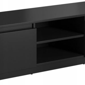Prosta stojąca szafka RTV 120 cm do salonu szafki i półki, czarny mat z LED 804981