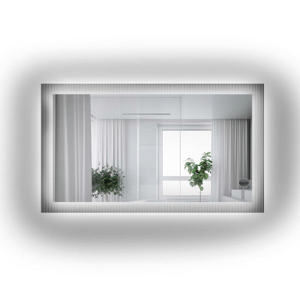 Prostokątne lustro na szkle ornamentowym z LED - LUXORA CLARITY LED 818081