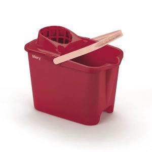 Prostokątne wiadro z wyciskaczem Mery – 14 ltr, Czerwony 726773