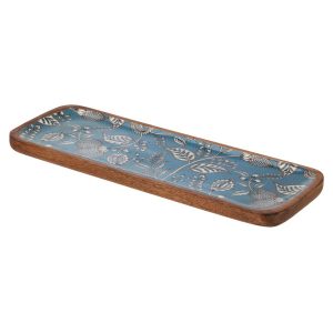 Prostokątny talerz z drewna mango 30×10 cm niebieski 991957 Prostokątny talerz z drewna mango 30×10 cm niebieski 991957