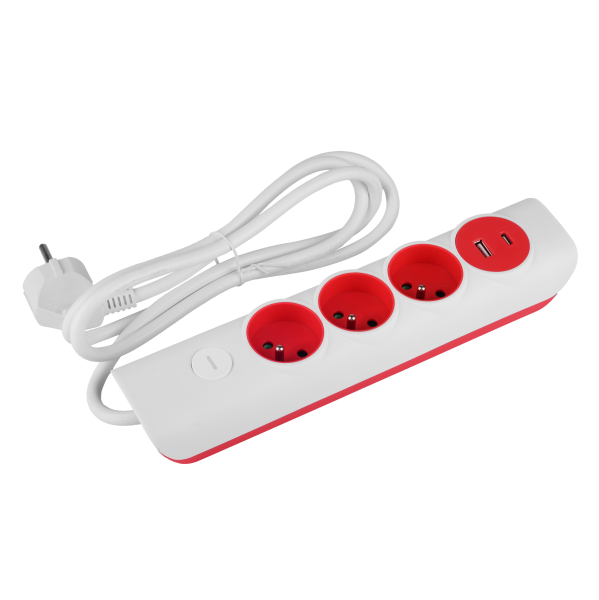 Przedłużacz Germina 3gniazda+ USB-A + USB-C 1,4m + wyłącznik 1szt. 667395