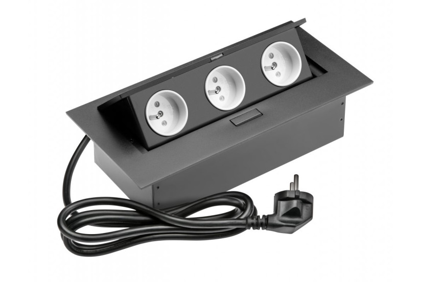 Przedłużacz meblowy 3x230V z uziemieniem czarny AE-PBC3GU-20 726829