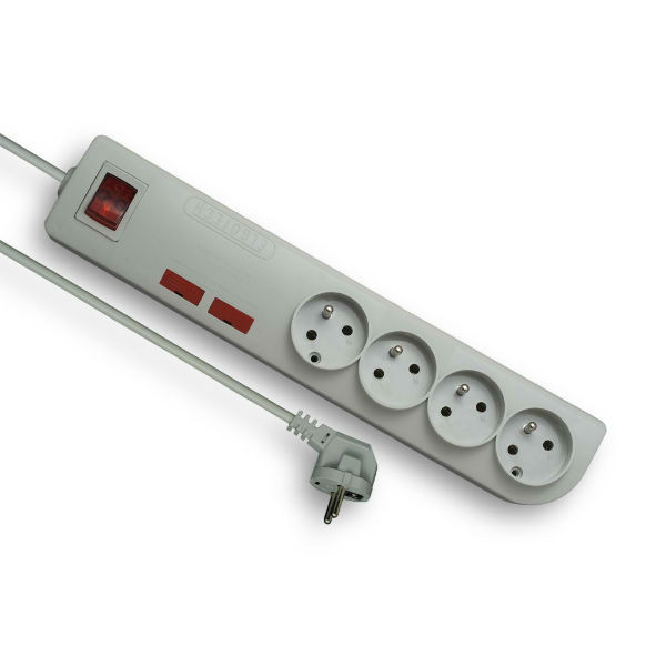 Przedłużacz przeciwprzepięciowy z/u 4-gniazda 3m szary Elgotech PSF2-403 1031331