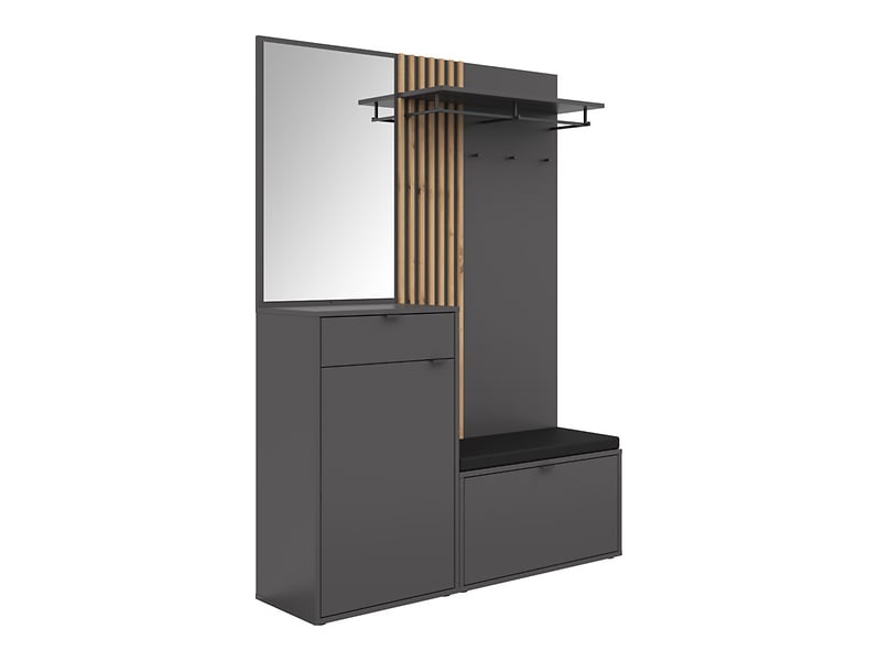 Przedpokój Phil 144 cm z komodą lustrem wieszakiem i siedziskiem dąb artisan/antracyt 961623