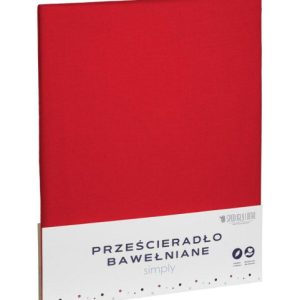 Prześcieradło bawełniane 140×200 czerwone jednobarwne Simply 942375