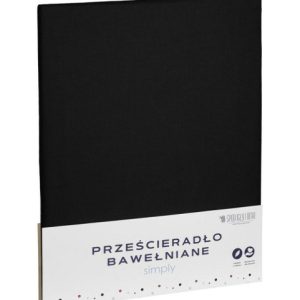 Prześcieradło bawełniane 160×200 czarne jednobarwne Simply 942360 Prześcieradło bawełniane 160×200 czarne jednobarwne Simply 942360