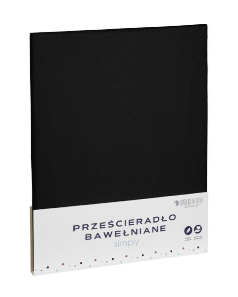Prześcieradło bawełniane 160x200 czarne jednobarwne Simply 942360